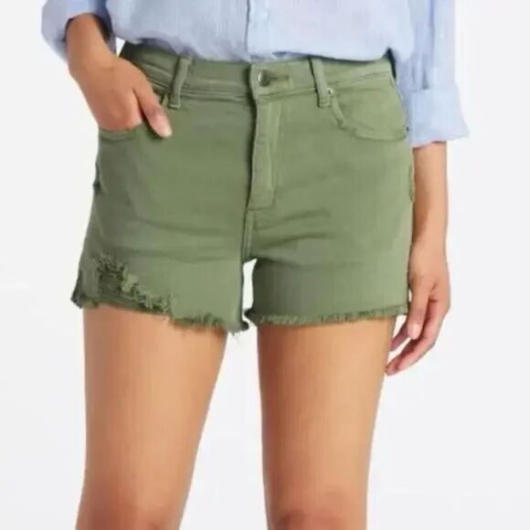 pistola Pants - Pistola Winston High Rise Fray Hem Shorts Jean Denim Green Women's Size 31 Beach